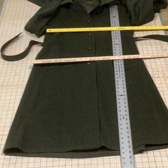Burberry Vintage Loden Wool Alpaca Coat Austria Cape Back Belted Size 6/36 - Picture 15 of 17